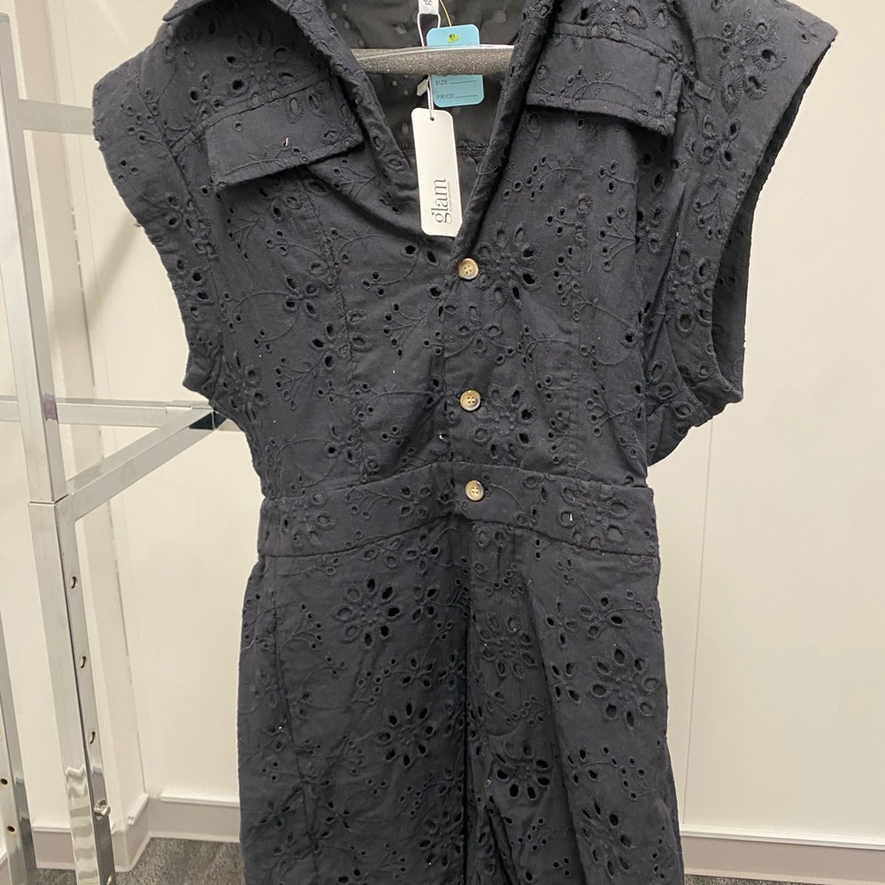 Glam Black Eyelet Jumpsuit